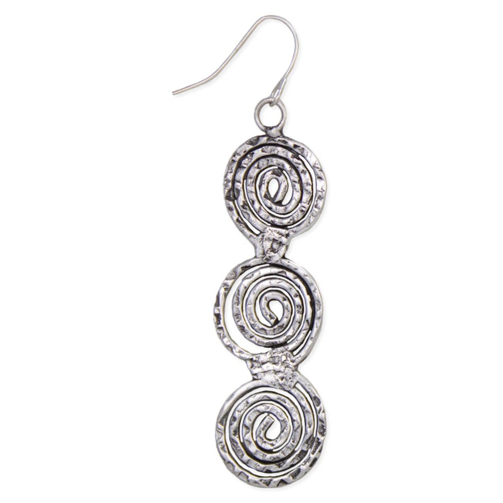 Silver Hammered Spirals Dangle Earrings 15$